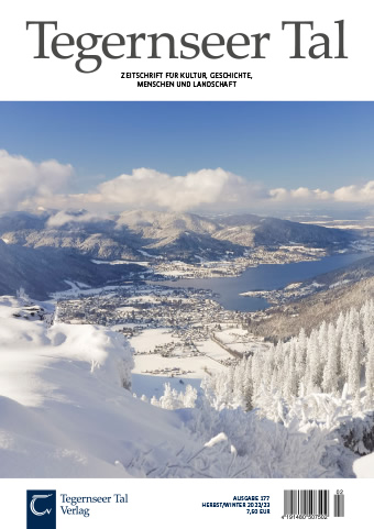 Titelseite des Tegernseer Tal Hefts mit einem Blick von der Bodenschneid ins winterliche Tegernseer Tal