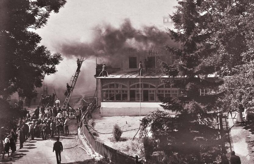 Brand des Hotels Post in Tegernsee am 11. August 1911